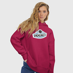 Толстовка оверсайз женская Play hockey, цвет: маджента — фото 2