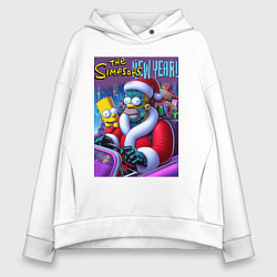 Женское худи оверсайз Кибер Гомер Симпсон с сыном за рулём автомобиля