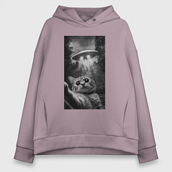 Женское худи оверсайз Котейка и НЛО