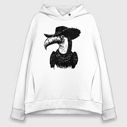 Толстовка оверсайз женская Тукан ковбой, цвет: белый