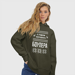 Толстовка оверсайз женская С годом боулера, цвет: хаки — фото 2