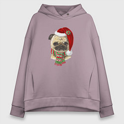 Женское худи оверсайз Мопс Новый год