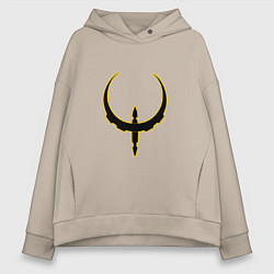 Женское худи оверсайз Чёрно-жёлтый знак quake