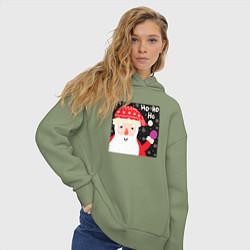 Толстовка оверсайз женская Дед мороз приветствует, цвет: авокадо — фото 2