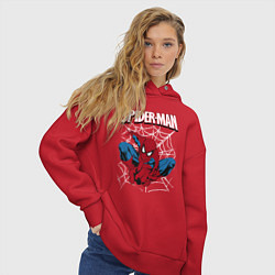 Толстовка оверсайз женская Человек паук, цвет: красный — фото 2
