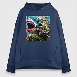Женское худи оверсайз Shark and warrior - graffiti