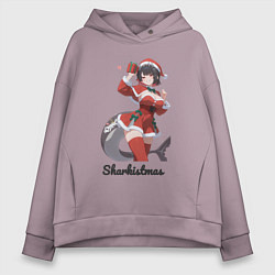 Толстовка оверсайз женская Акулье рождество, цвет: сиреневый