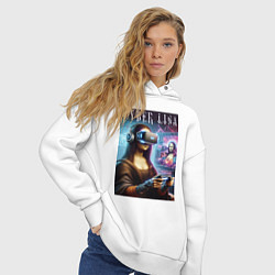 Толстовка оверсайз женская Mona Lisa on a virtual helmet, цвет: белый — фото 2