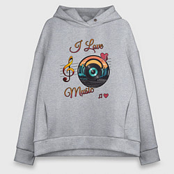 Женское худи оверсайз Я люблю музыку