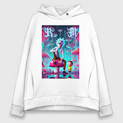 Женское худи оверсайз Rick and Morty under the mushrooms