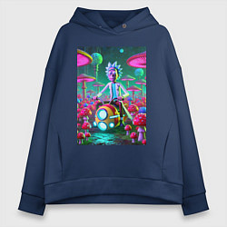 Женское худи оверсайз Рик на космическом мотоцикле - нейроарт