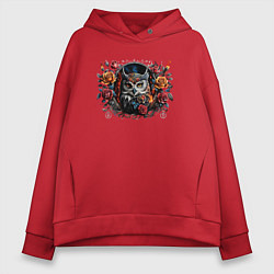 Женское худи оверсайз Сова с розами