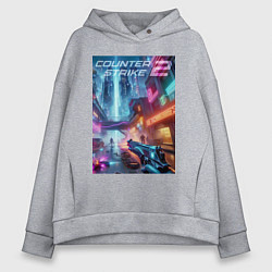Толстовка оверсайз женская Counter Strike 2 - metropolis, цвет: меланж