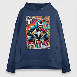 Женское худи оверсайз Веном сидит на кортах - граффити