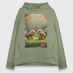 Женское худи оверсайз Влюбленные черепашки