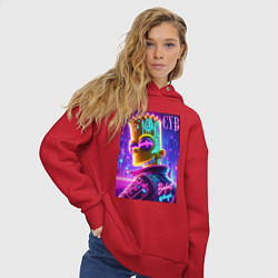 Толстовка оверсайз женская Cyber Bart - neon glow, цвет: красный — фото 2