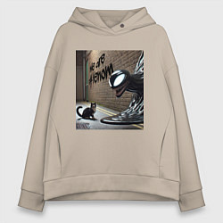 Женское худи оверсайз Cat and Symbiote - we are Venom meme