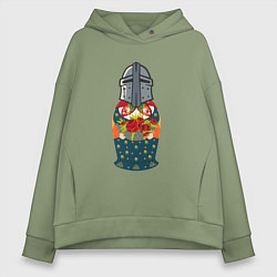 Женское худи оверсайз Матрёшка в шлеме рыцарском