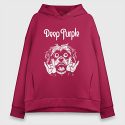 Толстовка оверсайз женская Deep Purple rock dog, цвет: маджента