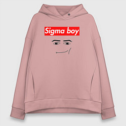Толстовка оверсайз женская Sigma boy roblox face - gaming meme collab, цвет: пыльно-розовый
