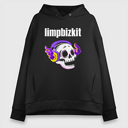 Женское худи оверсайз Limp Bizkit - неоновый череп