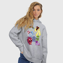 Толстовка оверсайз женская Happy three friends - carousel, цвет: меланж — фото 2