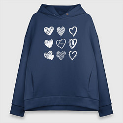 Женское худи оверсайз Hearts love hand draw