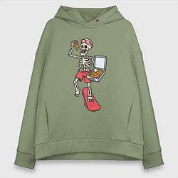 Женское худи оверсайз Скейтер с пиццей