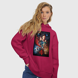 Толстовка оверсайз женская Stranger Things 4, цвет: маджента — фото 2