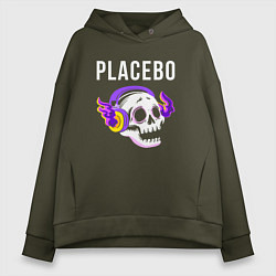 Женское худи оверсайз Placebo - неоновый череп