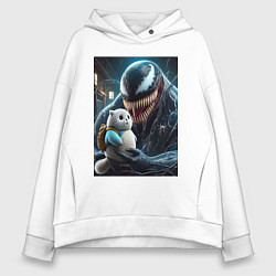 Женское худи оверсайз Venom and funny kitten with backpack