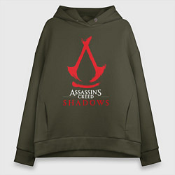 Толстовка оверсайз женская Assassins Creed Shadows - badge, цвет: хаки