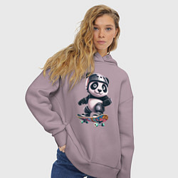 Толстовка оверсайз женская Cool panda on a skateboard - extreme, цвет: сиреневый — фото 2