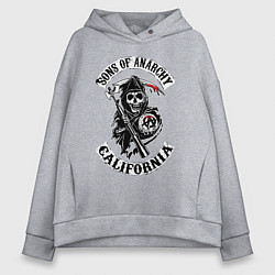 Толстовка оверсайз женская Sons of anarchy - logo, цвет: меланж