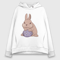 Женское худи оверсайз Пасхальный кролик с яйцом