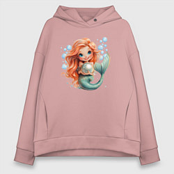 Женское худи оверсайз Милая русалка с жемчугом