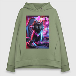 Женское худи оверсайз Чёрный котёнок - киберспорт