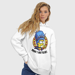 Толстовка оверсайз женская Мардж Симпсон на фоне пиццы - панк жив, цвет: белый — фото 2