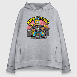 Толстовка оверсайз женская Панк Гомер Симпсон - певец, цвет: меланж