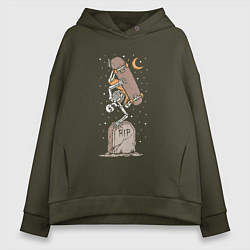 Женское худи оверсайз Скейтер на кладбище