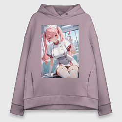 Женское худи оверсайз Медсестричка сделает тебе укол любви - пышная аним