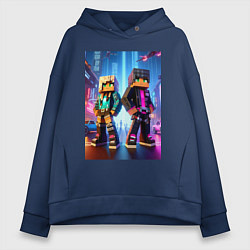 Женское худи оверсайз Minecraft - characters neon glow