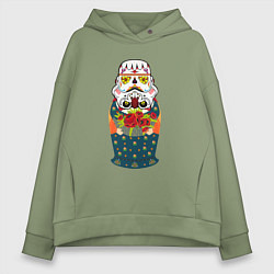 Женское худи оверсайз Матрешка в расписном шлеме имперского штурмовика