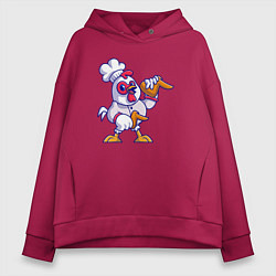 Толстовка оверсайз женская Петушок повар, цвет: маджента