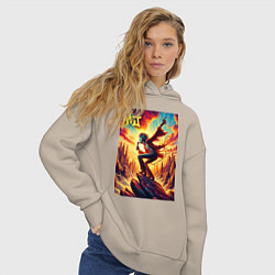 Толстовка оверсайз женская Mick Jagger -mountain fantasy, цвет: миндальный — фото 2