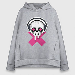 Женское худи оверсайз Череп в наушниках
