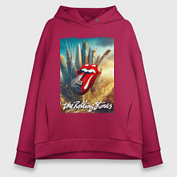 Женское худи оверсайз Rolling Stones - logo-guitar