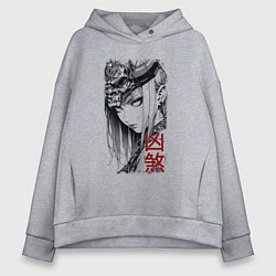 Женское худи оверсайз Девушка в демоническом шлеме