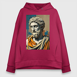 Толстовка оверсайз женская Античная статуя в теплых тонах, цвет: маджента