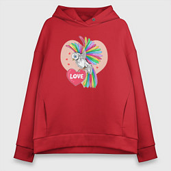 Толстовка оверсайз женская Color bird, цвет: красный